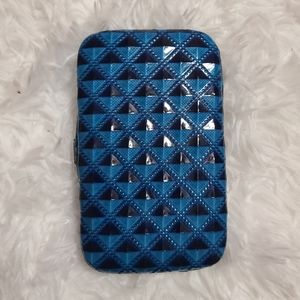 Blue Vinyl Diamond Pattern ID Card Case